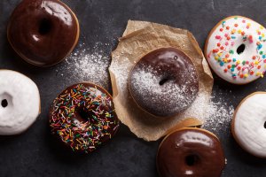 series of frosted yeast donuts